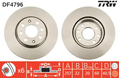 Juego de discos de freno TRW DF4796 TRW DF4796 (Sustituye a DF4692) Liquidación